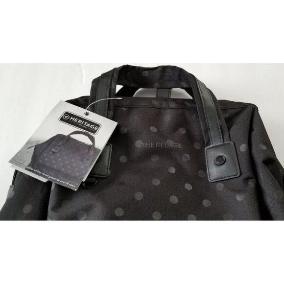 Heritage Travelware Polka Dot 15" Laptop Backpack Black Multi Compartments NWT - Picture 4 of 9